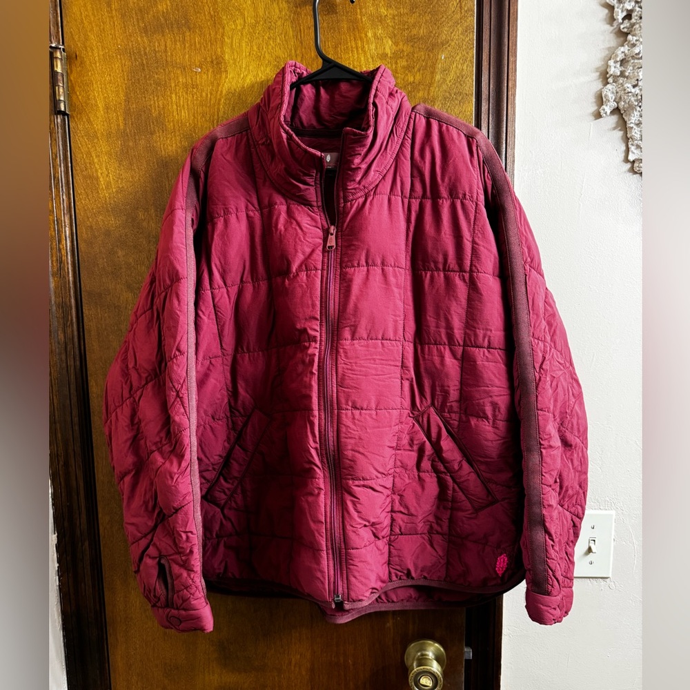 Free People FP Movement Pippa Packable Puffer Jacket in a berry color